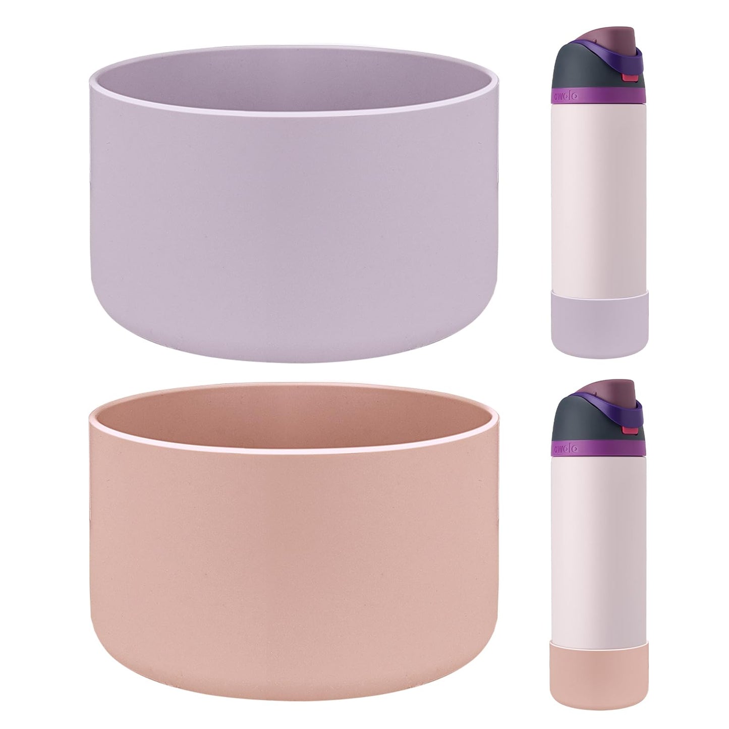 HEYSKAY 2PCS Silicone Boot for Owala Flask Water Bottle 24oz Anti-Slip Protective Sleeve for Owala Twist,FreeSip and Flip Stainless Steel Water Bottle BPA-Free Boot Bottom Base