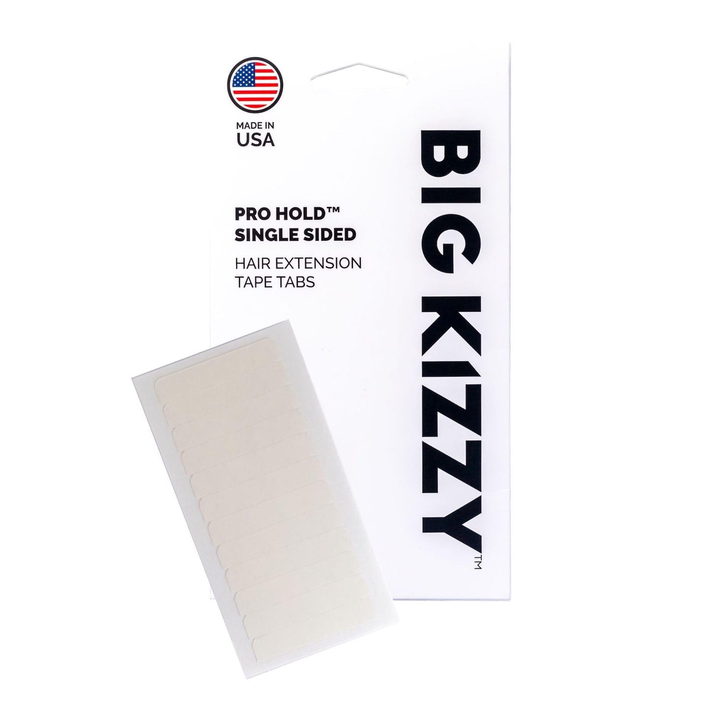 Big Kizzy Single Sided Pro Hold Replacement Tape for Hair Extensions - 5-7+ Weeks of wear - Strong Hold and Residue Free One Sided Tape for Extensions - 144 tabs - Made in USA