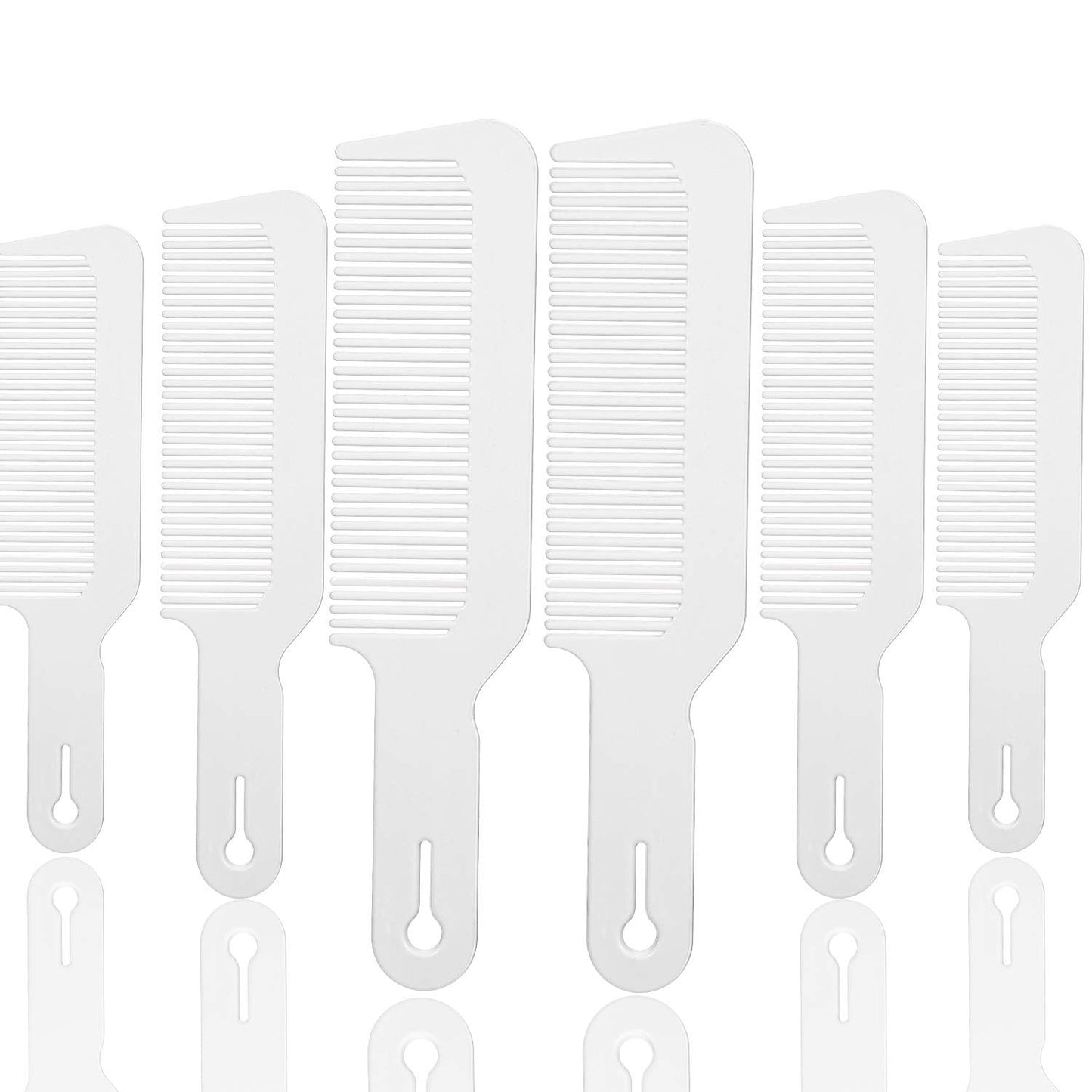 Boao 6 Pack Plastic White 9 X 2 Inch Hair Combs, Heat Resistant Anti-Static Flat Top Barber Clipper Combs For Clipper Cuts And F