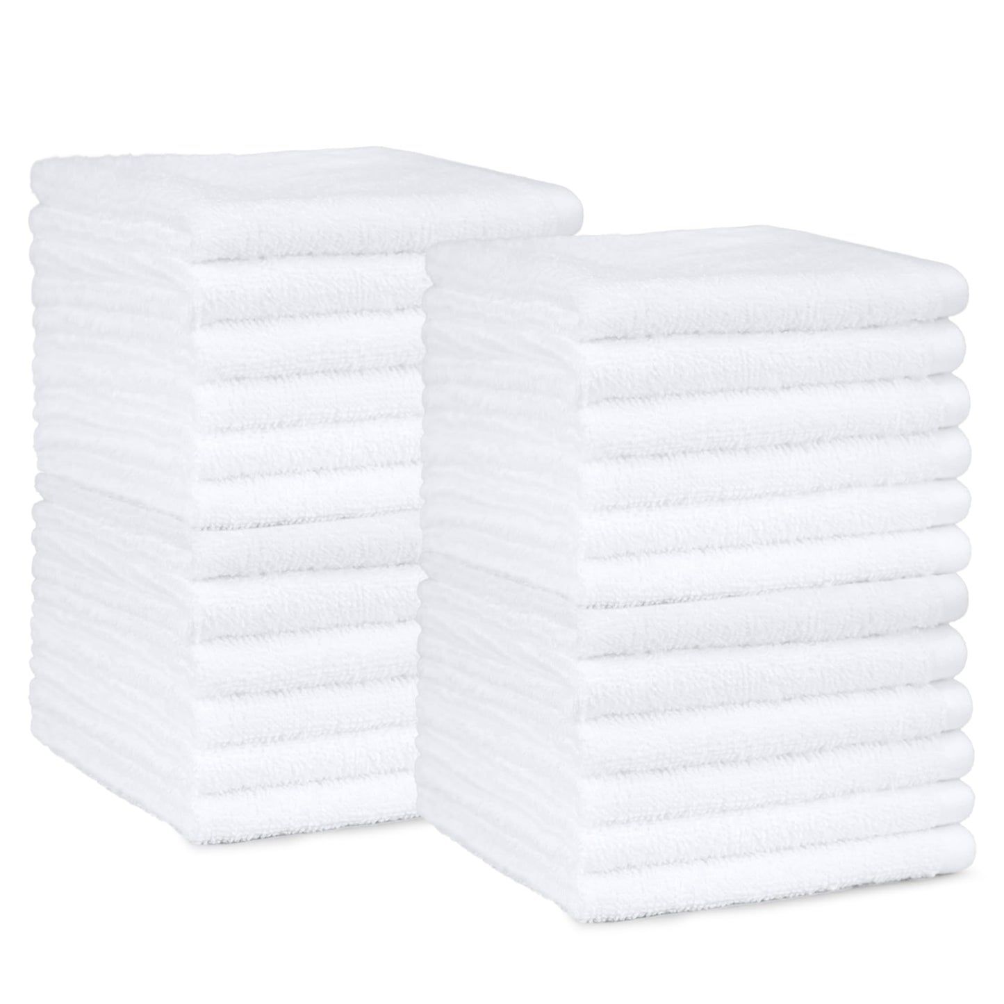 Amazon Basics 100% Cotton Washcloths for Bathroom, Fast Drying Salon Towels, Soft and Highly Absorbent, 24-Pack, White, 12 x 12 inches