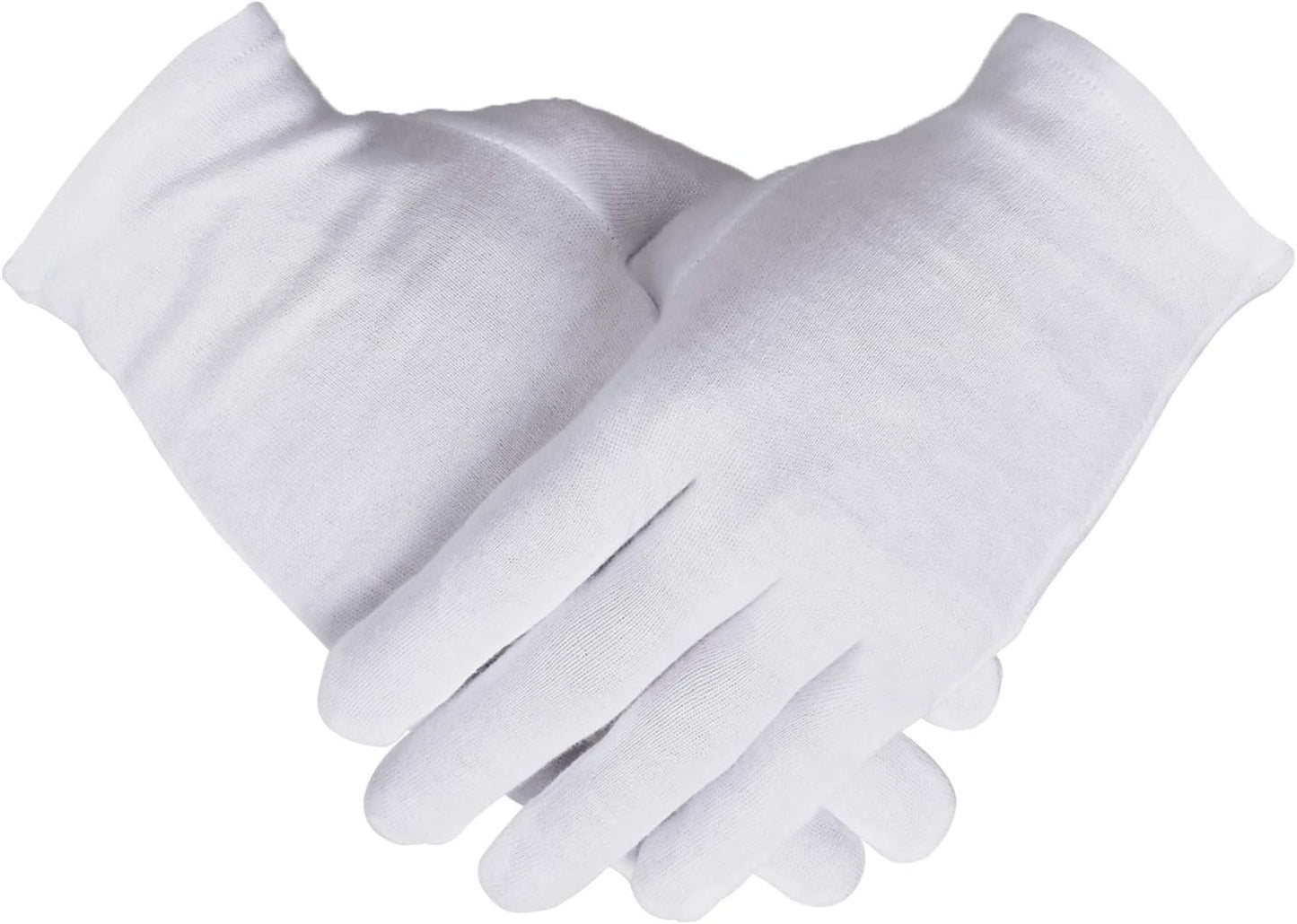 100% Cotton Gloves, 6 Pairs White Cotton Gloves for Women Dry Hands Eczema SPA Moisturizing - Work Glove for Serving Archival Coin Jewelry Inspection