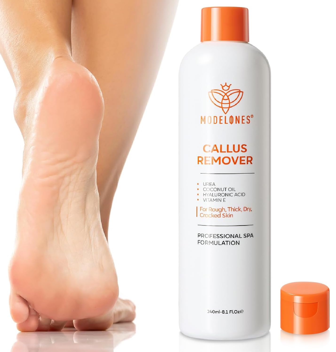 modelones Callus Remover for Feet, Callus Remover Gel Foot Scrubber for Dry, Cracked & Dead Skin, Extra Strength Pedicure Foot Spa Products, Salon Grade Callus Remover, Pedicure Tools for Feet, 8.1 Oz