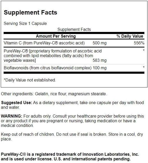 Swanson Pureway-Vitamin C 500 Milligrams with Bioflavonoids 500 Milligrams 90 Capsules