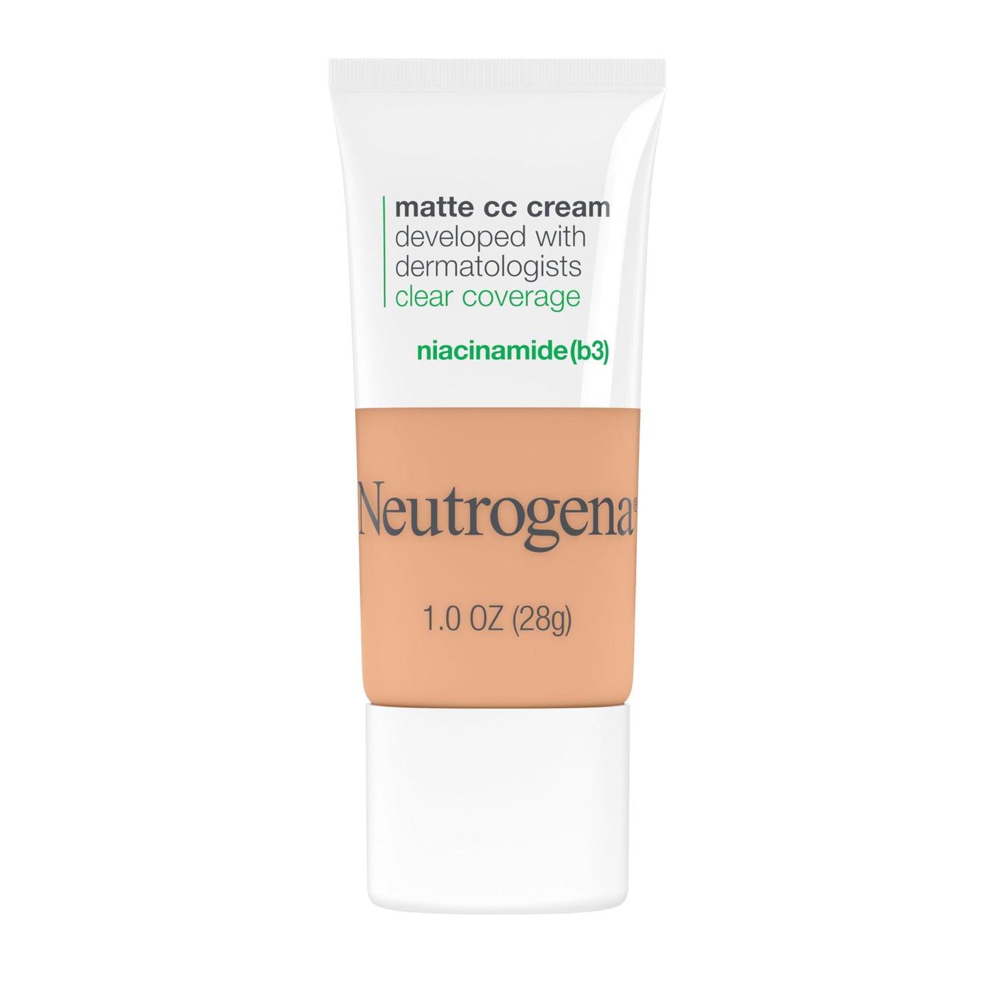 Neutrogena Clear Coverage Flawless Matte CC Cream, Full-Coverage Color Correcting Cream Face Makeup with Niacinamide (b3), Hypoallergenic, Oil Free & Fragrance Free, Butter, 1 oz