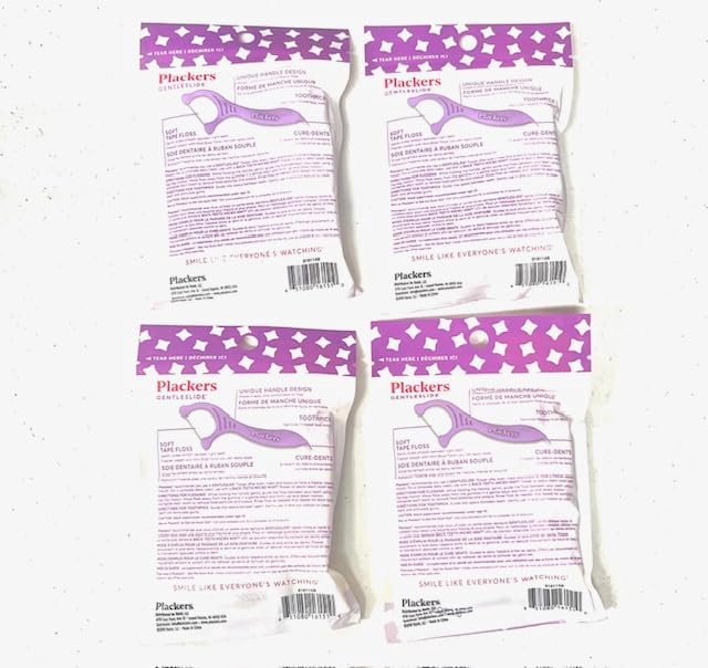4-Pack of Gentleslide Dental Flossers for Tight Teeth, Cool Mint Flavor, Tartar Pick, 4 Packs of 35 Picks