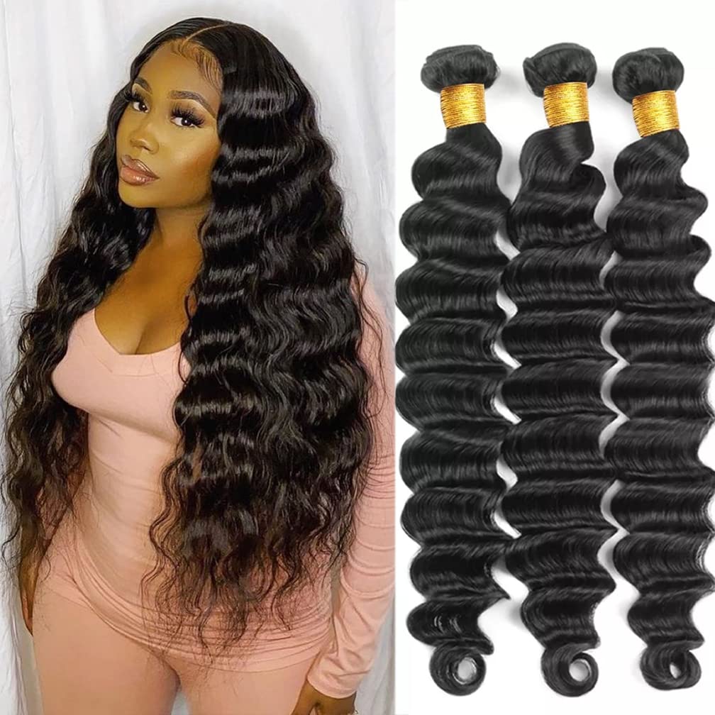 Borchan Brazilian Virgin Loose Deep Wave Bundles 100% Unprocessed Virgin Human Hair Bundles 16 18 20 Loose Wave Bundles Brazilia