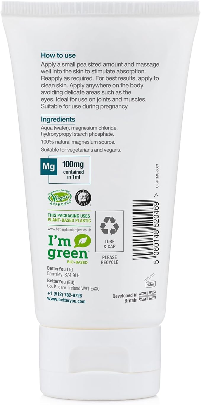 BetterYou Magnesium Gel - Relaxing Muscle Rub - Topical Magnesium for Effective Absorption - Tense Joint Support and Sore Muscle Relief - 5.07 oz