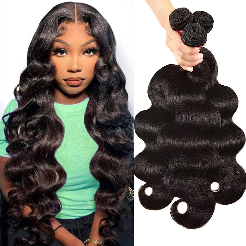 Body Wave Bundles Human Hair Brazilian Virgin Human Hair 3 Bundles For Black Women 10A Grade Human Hair Weave Bundles 20 22 24 I