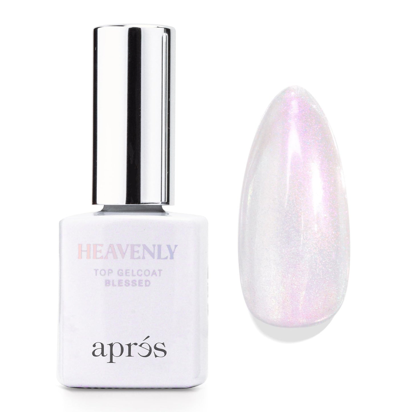 Apres Heavenly Top Gelcoat, 15 ml Non-Wipe Nail Gel Polish Top Coat, Shimmery Long Lasting Topcoat (Blessed, 15 ml)