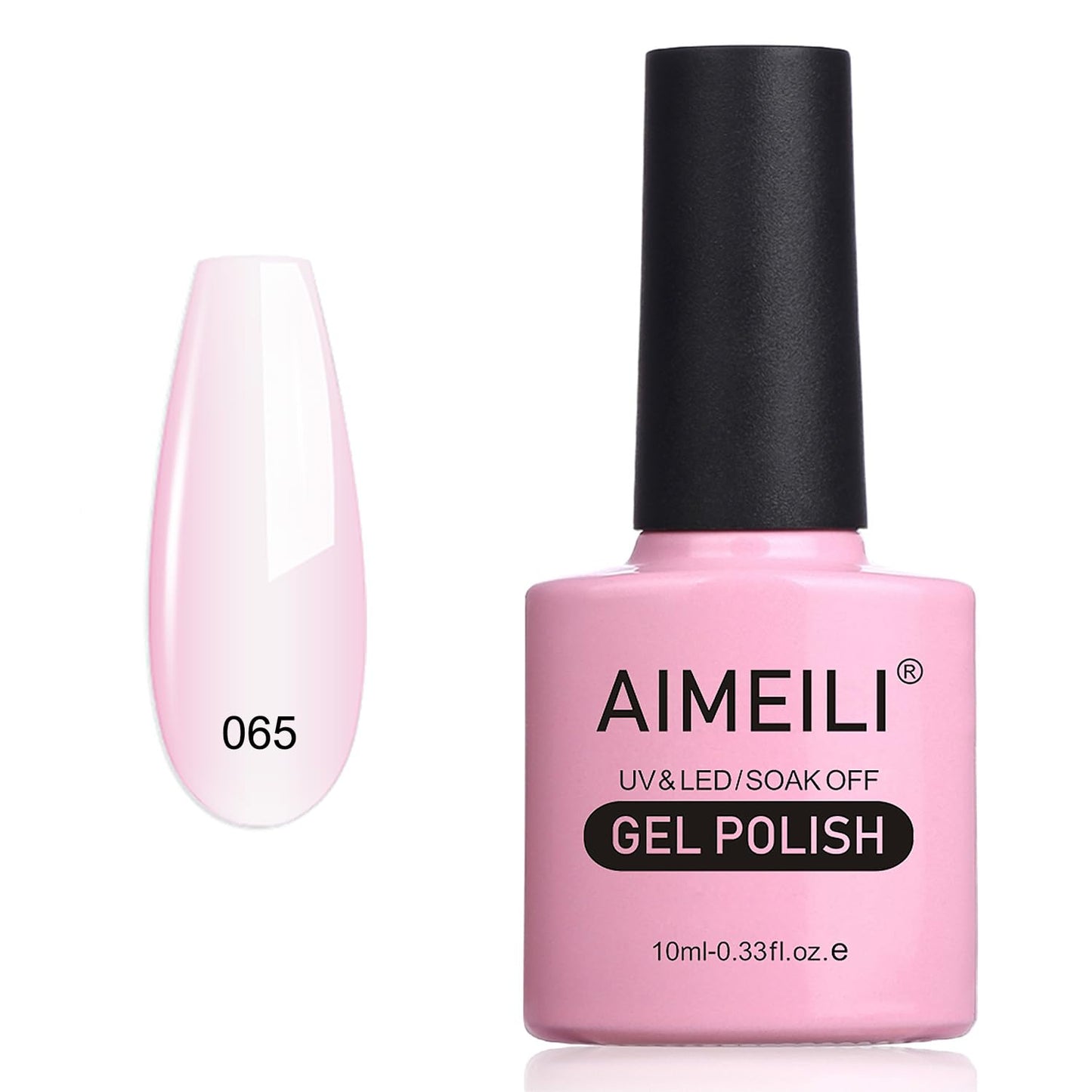 AIMEILI Soak Off U V LED Translucent Sheer Pink Gel Nail Polish - Clear Pink Nude (065) 10ml