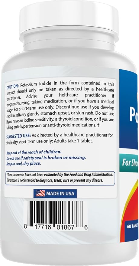 Best Naturals Potassium Iodide 65 mg - Dietary Supplement, 60 Tablets (60 Count (Pack of 1)) (12)