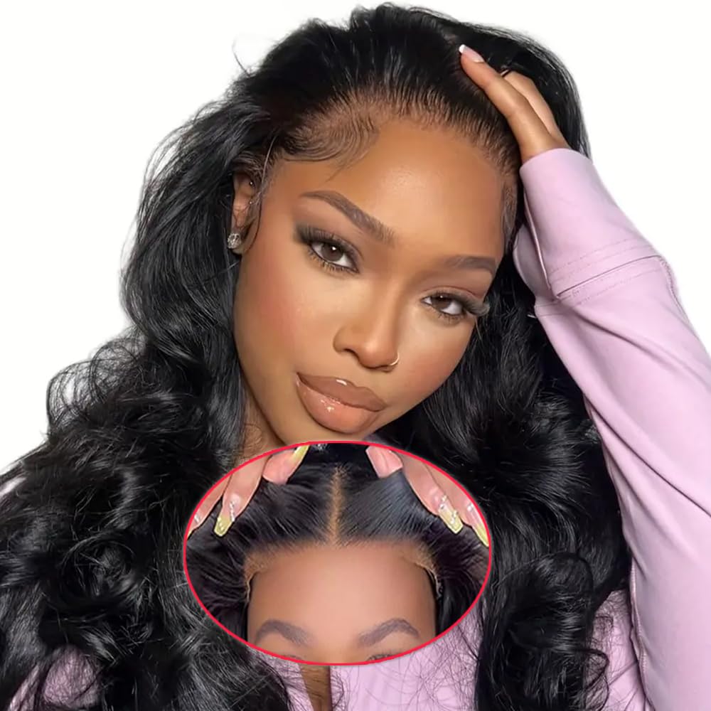 Yilike 5x5 HD Lace Closure Wigs Human Hair Wear and Go Glueless Wigs Human Hair Pre Plucked Pre Cut 180% Density Body Wave Lace Front Wigs Human Hair for Women with Baby Hair 20 Inch