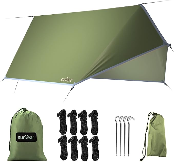 Hammock Tent Rain Fly-Camping Hammock Outdoor Tarp-Small Door Design-Keep Side Wind Rain-Best for Backpacking Hiking Camping Survival