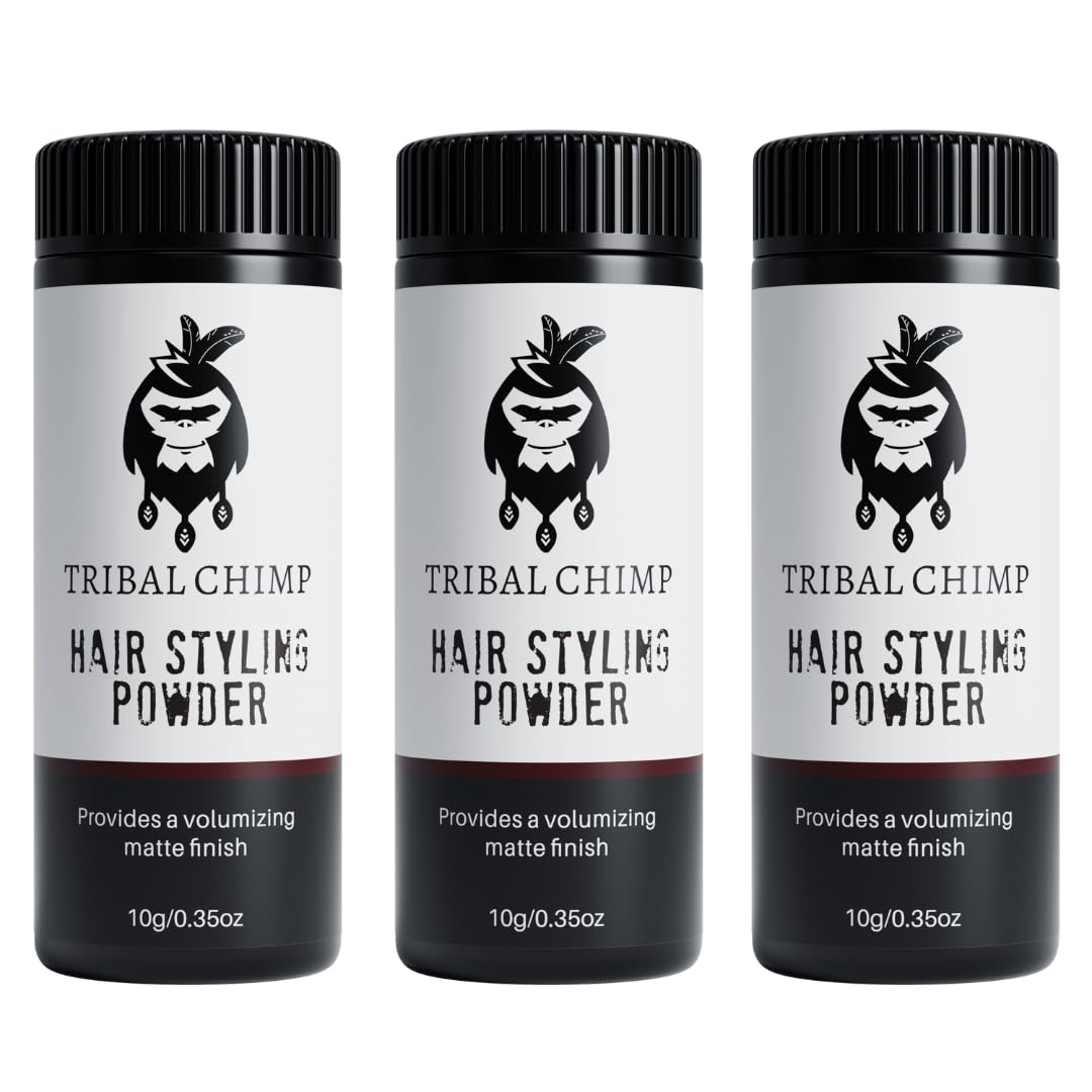 Tribal Chimp Hair Styling Powder, All-day Invisible Hold Hair Volumizer and Texture Powder for Men and Women, Styling Powder with Matte Finish - 3-Piece Set, 10g