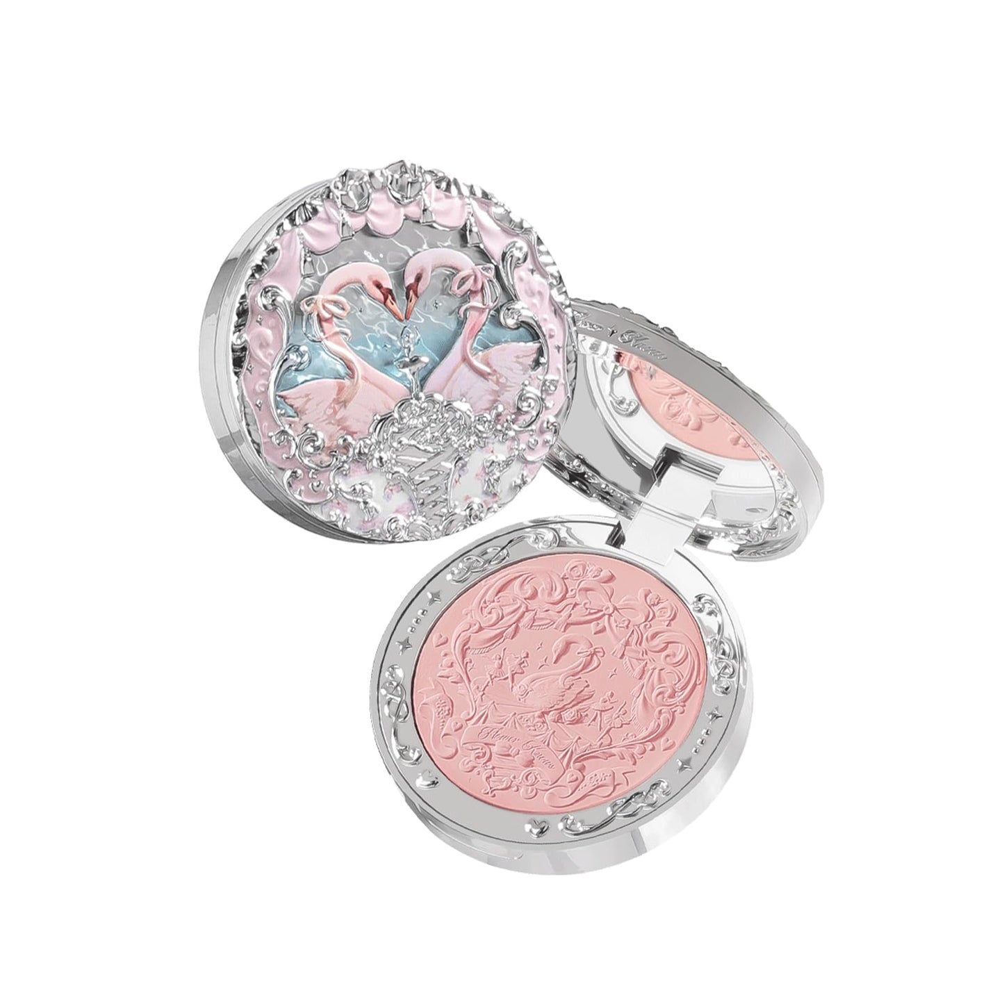 Flower Knows Swan Ballet Embossed Blush,Matte Finish,Buildable & Blendable Makeup Blush for Cheeks,Soft & Long-lasting for Girls & Women(02 Romanticism,5g)