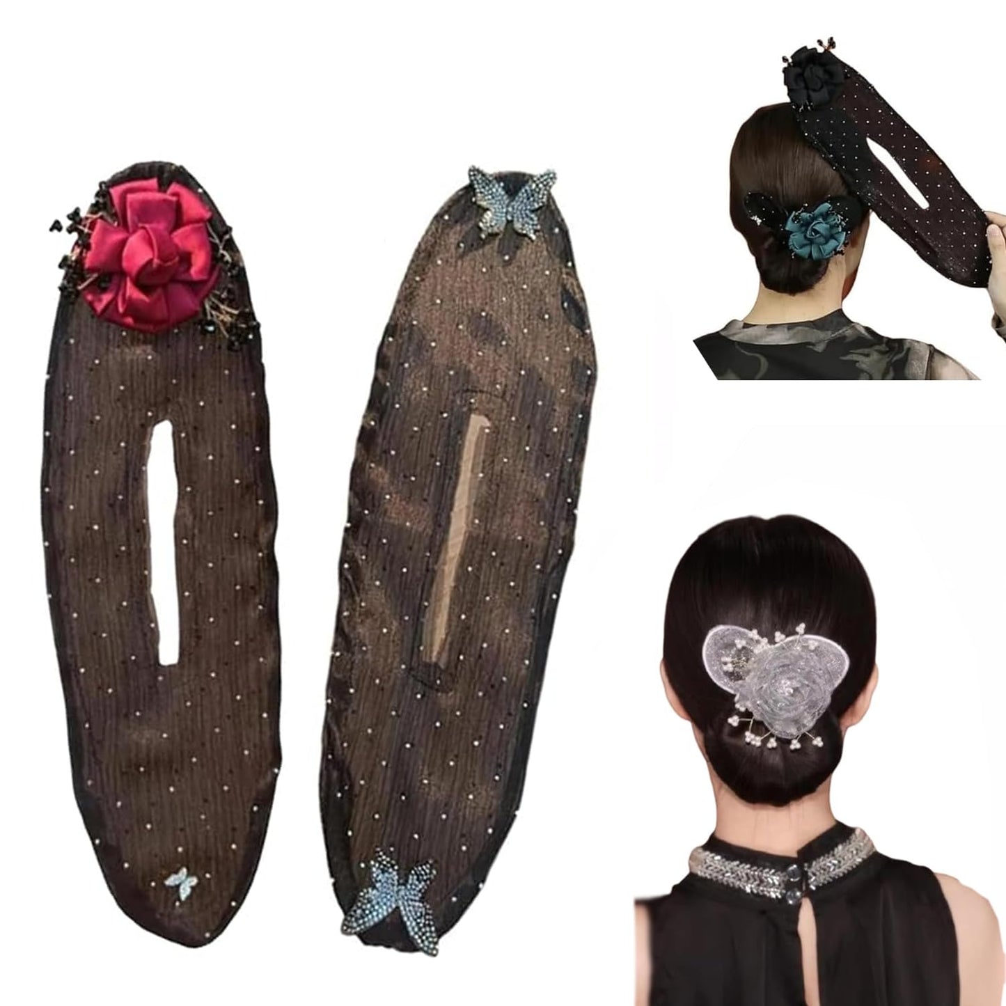 Ball Hair Clip for Long, Thick Hair - 2024 New Bun Maker Twister, Lazy Curler, Easy Snap Roll Tool, Flower Roller Hair Styling Accessories for Women Girls (2PC-B)