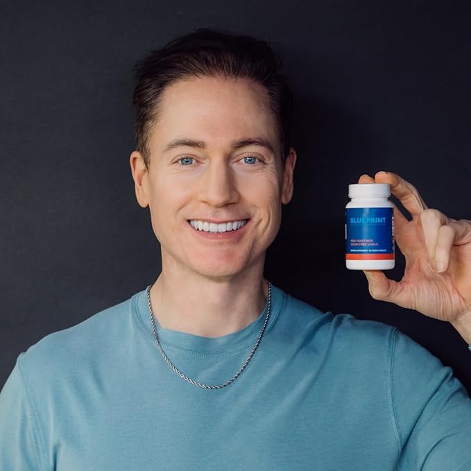 Blueprint Bryan Johnson Red Yeast Rice and Odor Free Garlic Supplement - Herbal Dietary Supplement for Women and Men - Vegan - (30 Servings)