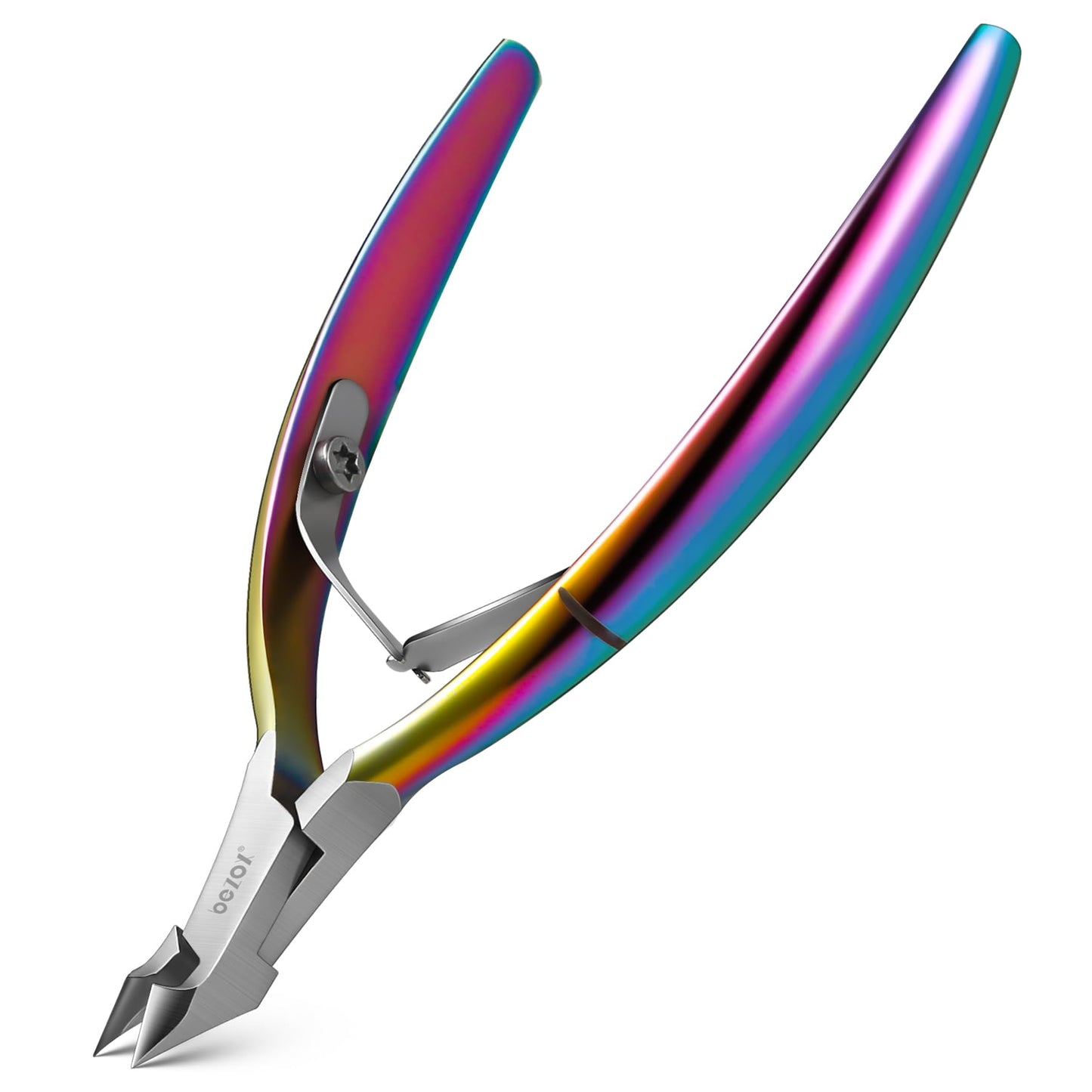 Bezox Professional Cuticle Clipper With Tip Cover, Rainbow Finish, Stainless Steel Manicure Tool Cuticle Remover, 7Mm Jaw, 1 Pie