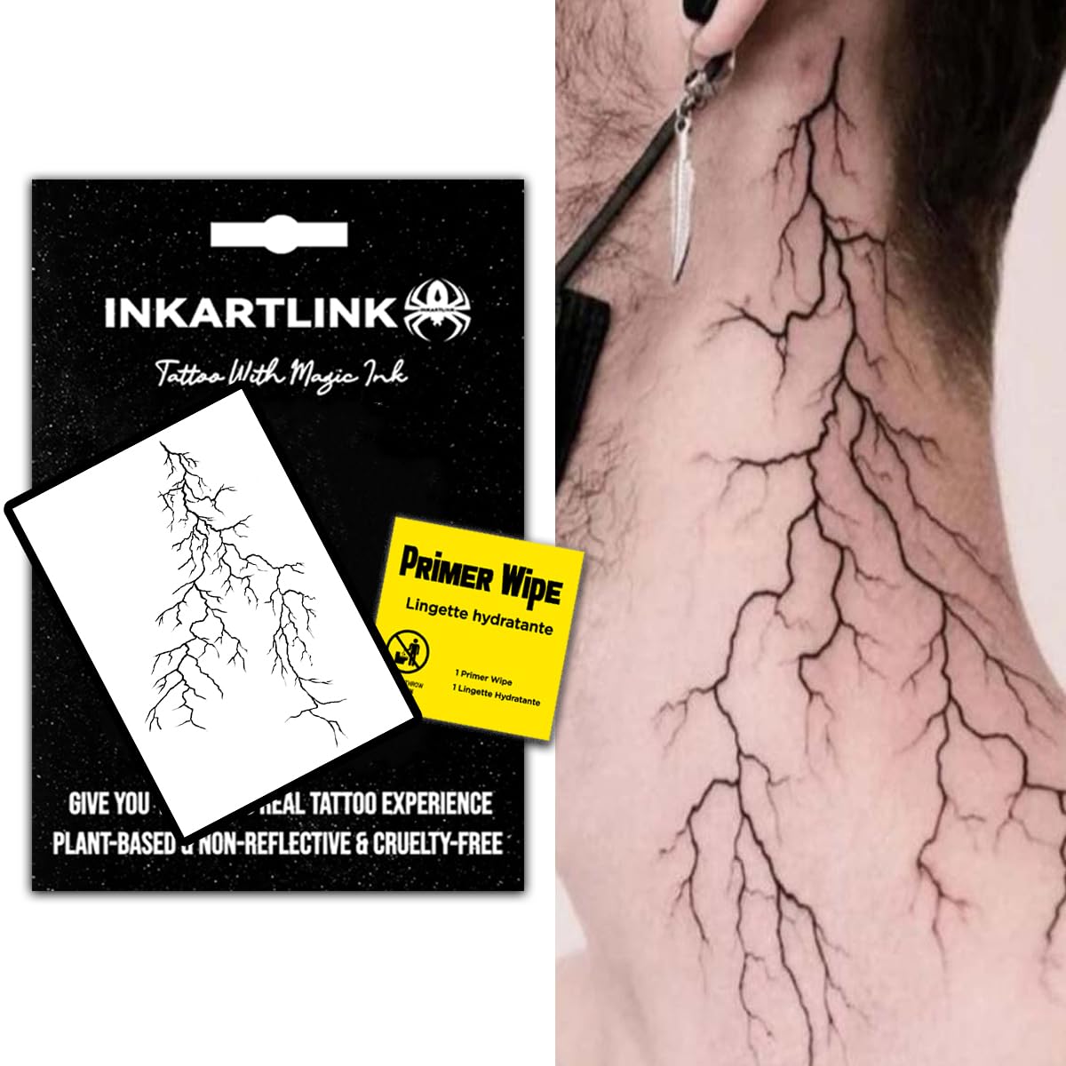INKARTLINK Semi Permanent Tattoos,Halloween temporary tattoo, party tattoos, realistic, waterproof, cruelty-free, non-reflective (Context)