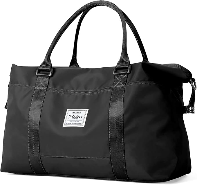 Small Black Gym Bag for Women, Stylish Duffle Travel Bag for Plane, Lightweight Duffle Bag for Women & Men, Sport Gym Tote Bag with Wet Pocket for Yoga, Pilates, Swimming