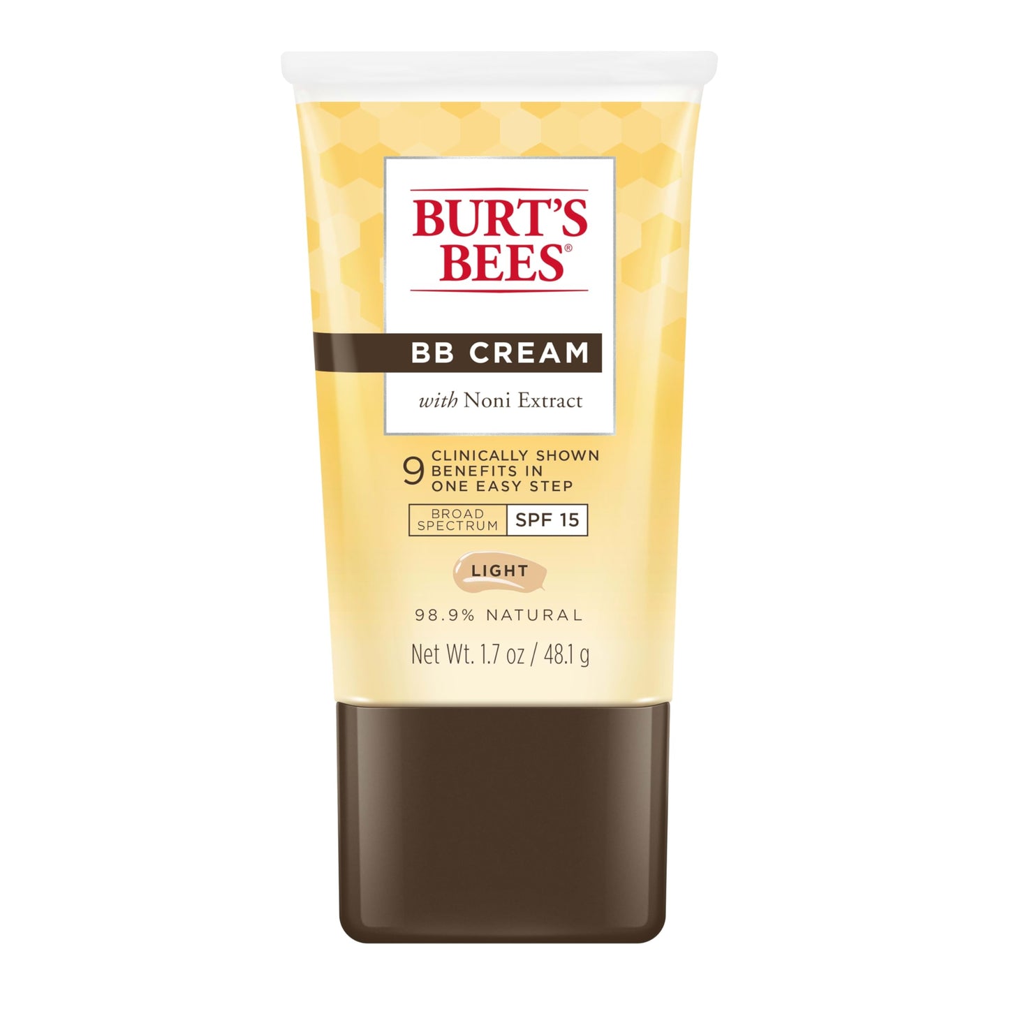 Burt's Bees BB Cream With SPF 15, Broad-Spectrum Sunscreen Tinted Lotion for All Skin Types, 98.9 Percent Natural Origin Skin Care, Light, 1.7 oz. Tube