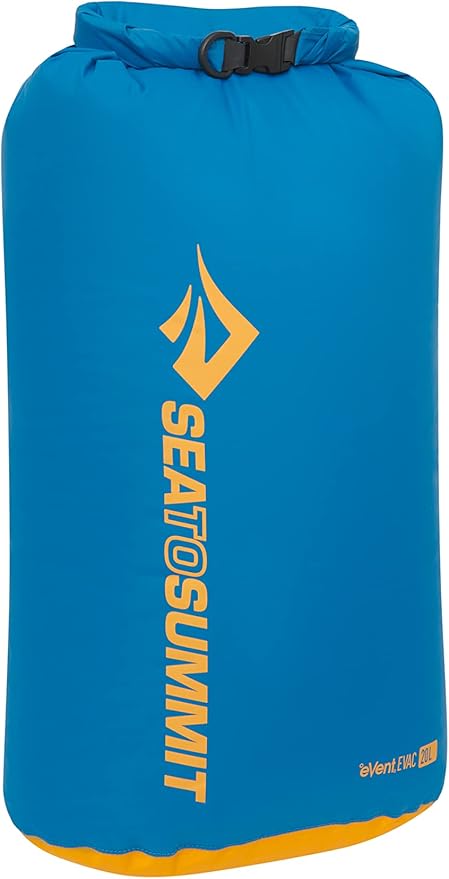 Sea to Summit eVac Dry Bag, Roll-Top Compression Sack, 20 Liter, Turkish Tile Blue
