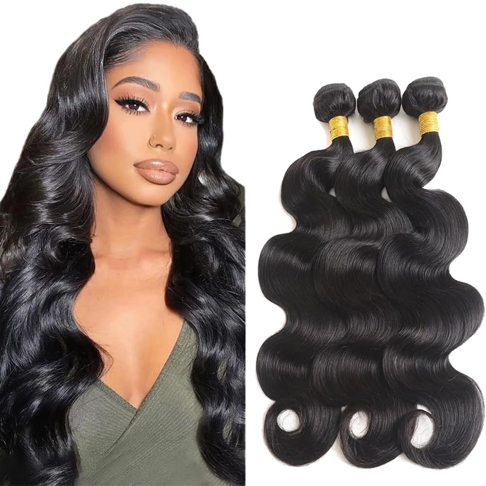 Human Hair Bundles Body Wave Bundles Natural Black Color 8A Grade Brazilian Unprocessed Virgin Hair 3 Bundles 8 8 8 Inch Color #1b Body Wave Bundles