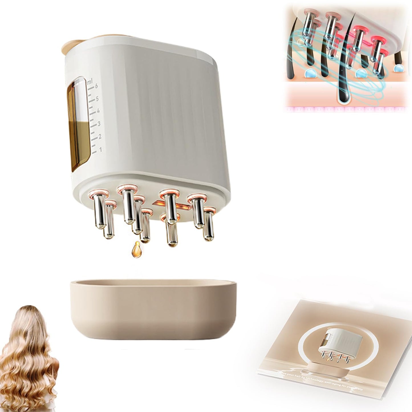 Electric Hair Oil Applicator for Hair Growth,crown naturale follicle activator 3.0 scalp machine, follicle activator 3.0 scalp machine for women,2 in 1 Oiling Applicator (1PCS)