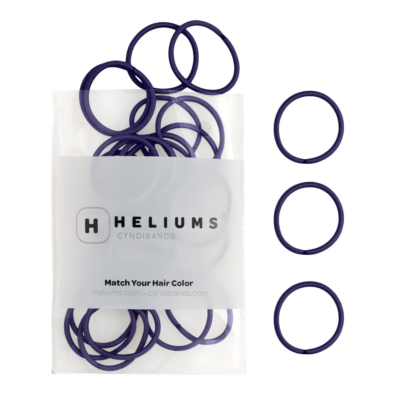Heliums Small Hair Ties - Navy Blue - No Damage Mini 1 Inch Reusable 2mm Elastics for Thin Hair and Kids, Neutral Ponytail Holders - 48 Count