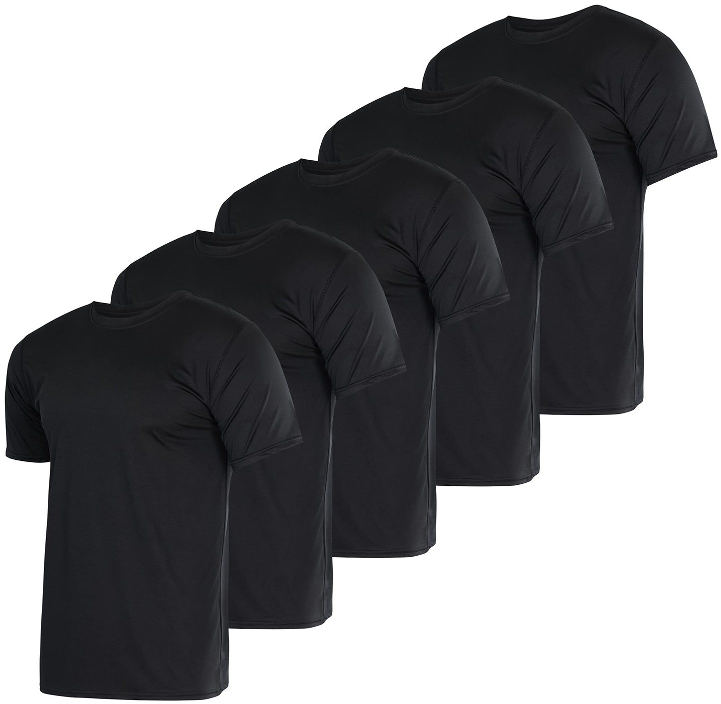 5 Pack Men’s Active Quick Dri Dry Fit Crew Neck T Shirts Athletic Running Gym Workout Short Sleeve Tee Tops Camisas Para Hombres Summer