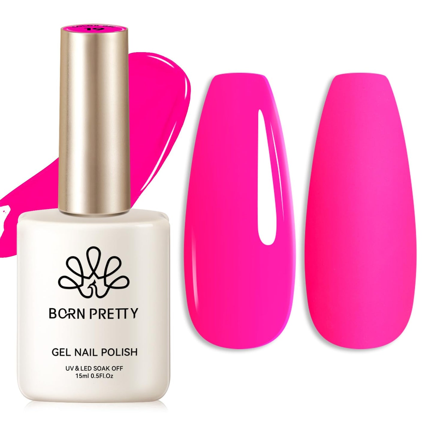 Born Pretty Gel Nail Polish Spring Summer Neon Pink Color Hot Pink Gel Polish Nail Art Design Manicure Salon DIY Home 15ml