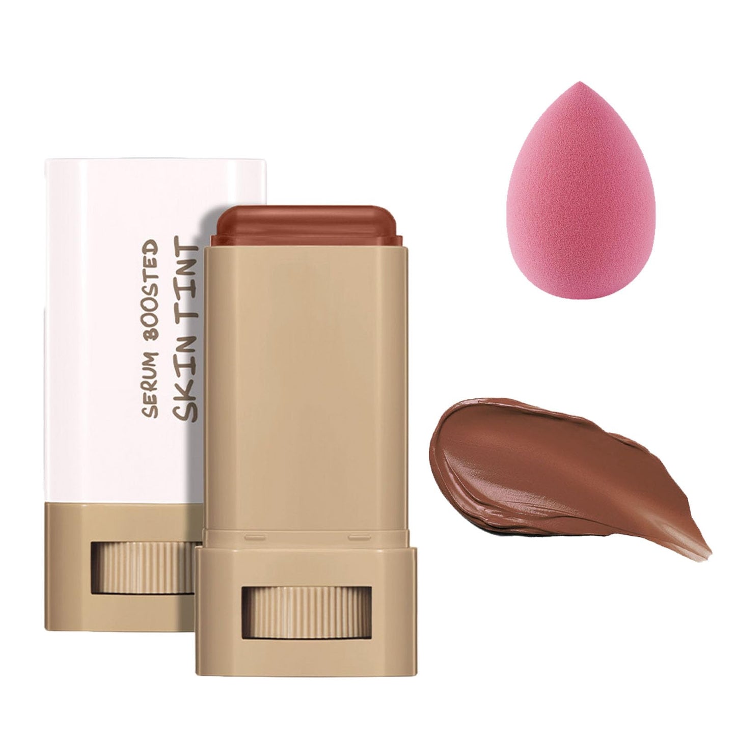 Lushaco Skin Tint, Vitaliq Skin Tint Foundation, Serum Boosted Skins Tints Balm, Solid Tinted Moisturizing Serum Contour Stick Foundation Face Stick for Women, Natural Finish Makeup (02)