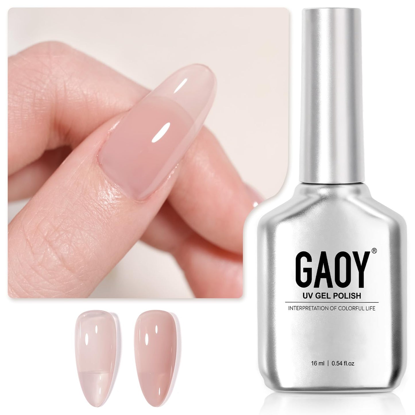 GAOY Nude Jelly Gel Nail Polish, 16ml Sheer Translucent Netural Soak Off Gel Polish, UV Light Cure for Nail Art DIY at Home, 2917 Gauzy Rose