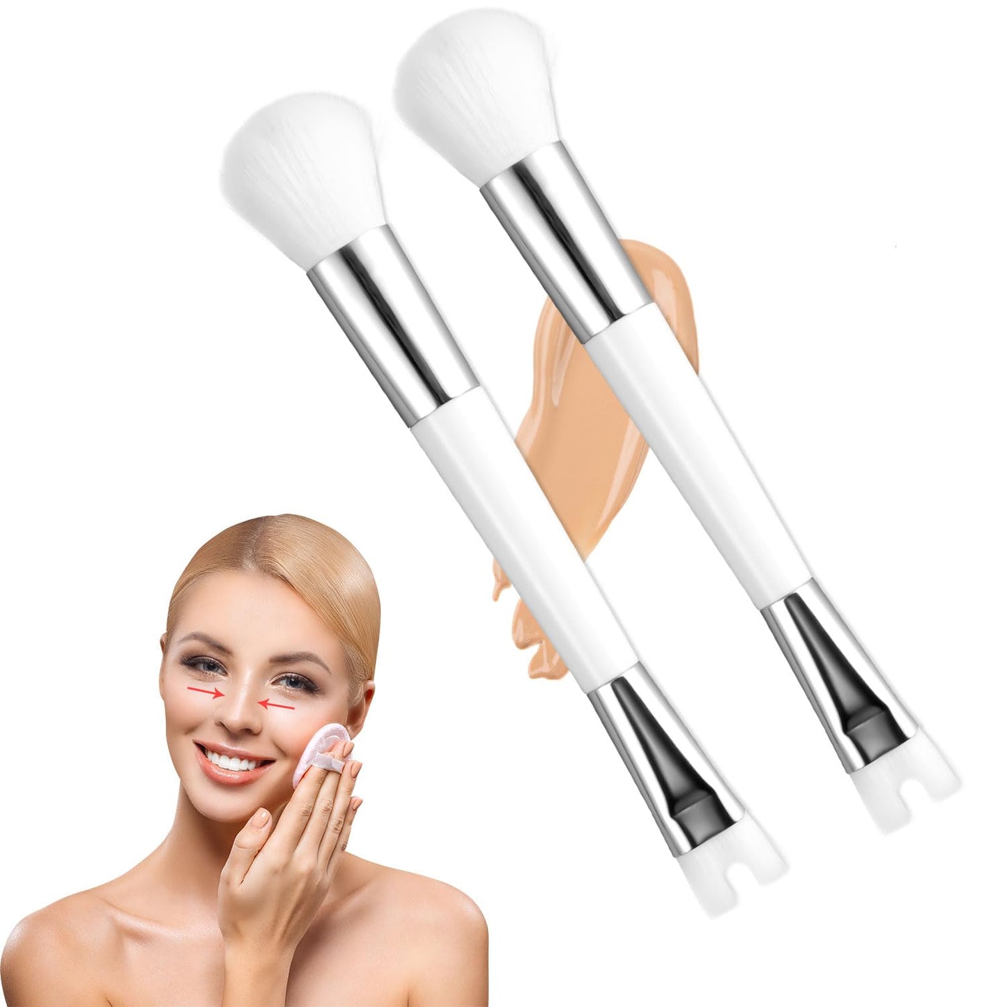 2Pcs Nose Contour Brushes, U Shaped Makeup Brush Dual End Nose Contour Brush Pro Contour Duo Brush For Sculpting And Defining No