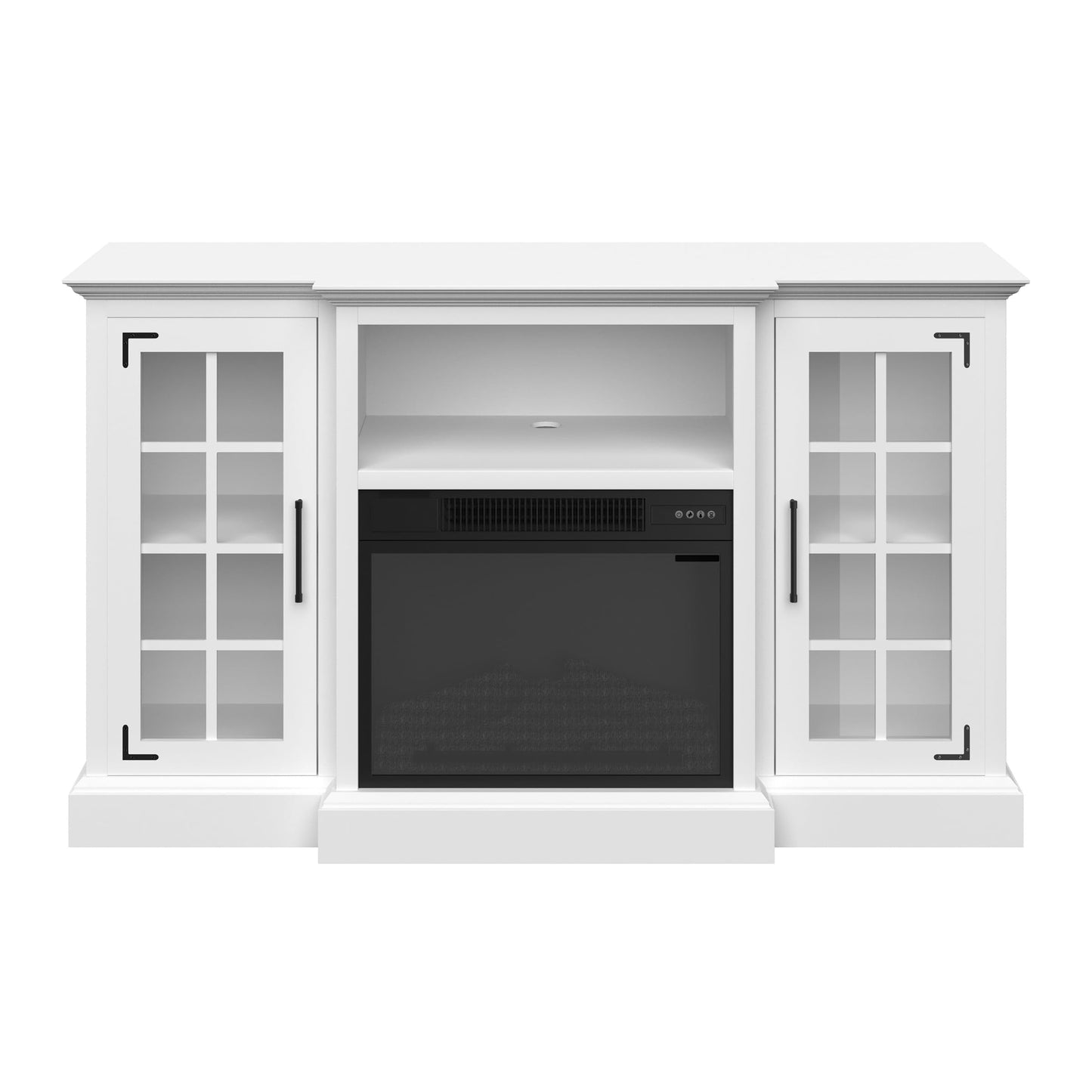 TV Stand with Electric Fireplace Fits TVs up to 65-Inches - Media Console with Storage Cabinet, Adjustable Heat, and LED Flames by Northwest (White)