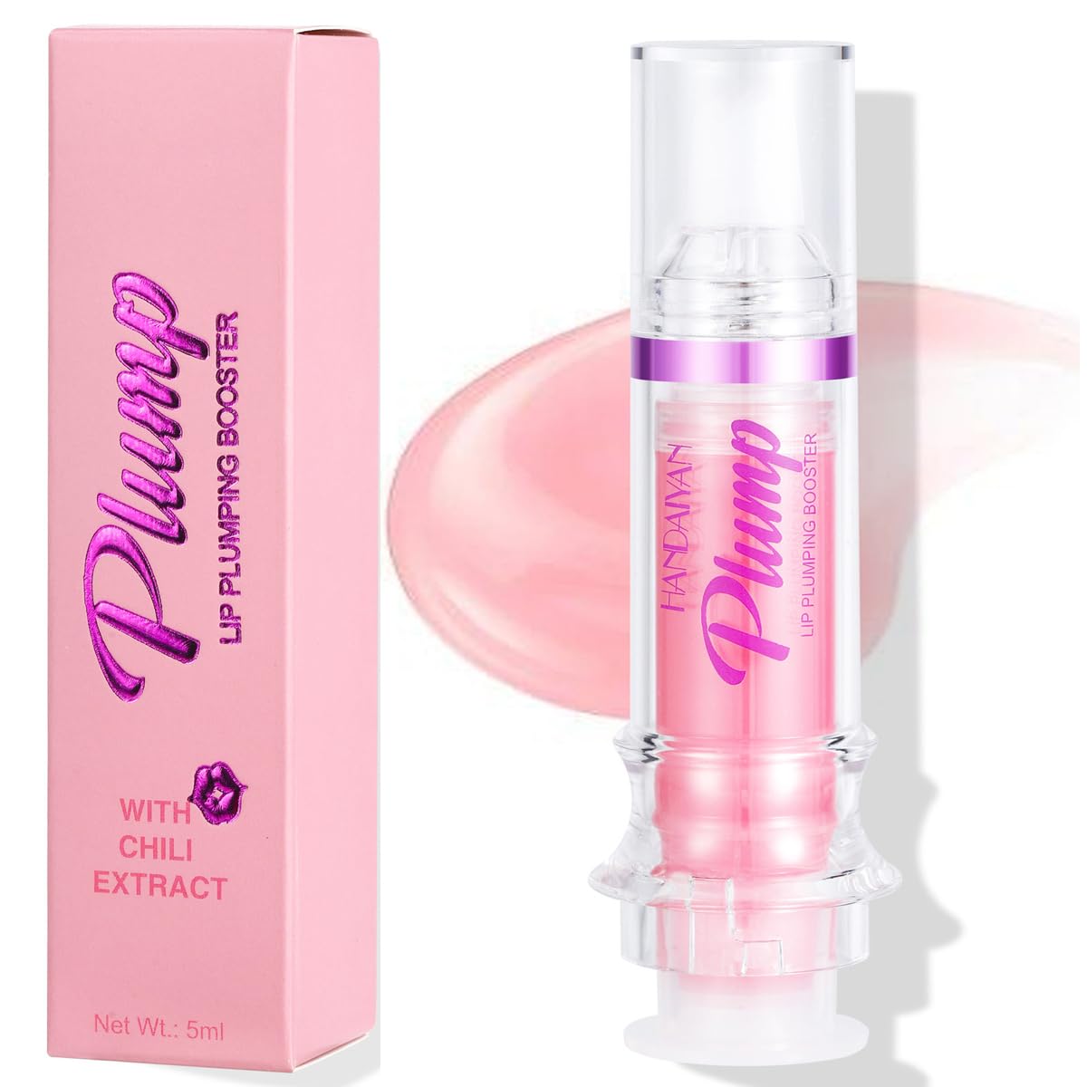 WenFeng Spicy Lip Plumping Booster,Plumping Lip Oil with Chili Extract,Plump and Pout Lip Plumper for Women Girls,Fuller Lips Instantly,Hydrating,High-Shine (01)