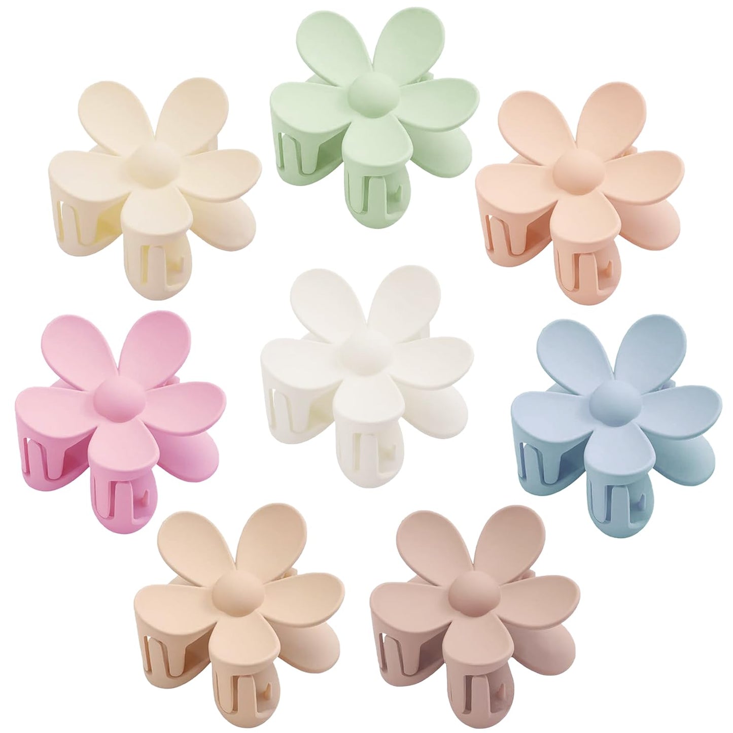 Flower Hair Clips 8PCS, Large Claw Clips for Women Girls Thick Thin Hair, Strong Hold Nonslip Big Dasiy Jaw Clamps Matte Hair Accessories 8 Colors
