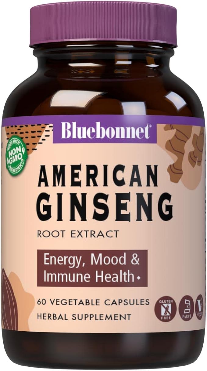 BlueBonnet American Ginseng Root Extract Supplement, 60 Count