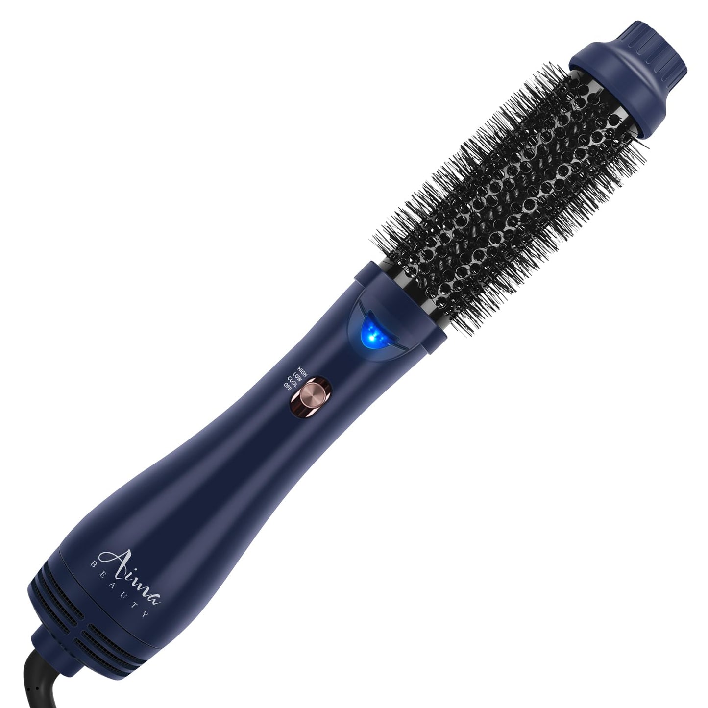 Hair Dryer Brush, Aima Beauty 4-in-1 Upgrade Hot Air Straightener Curler Function for Women, Hair Styling Tools, Prussian Blue-Round