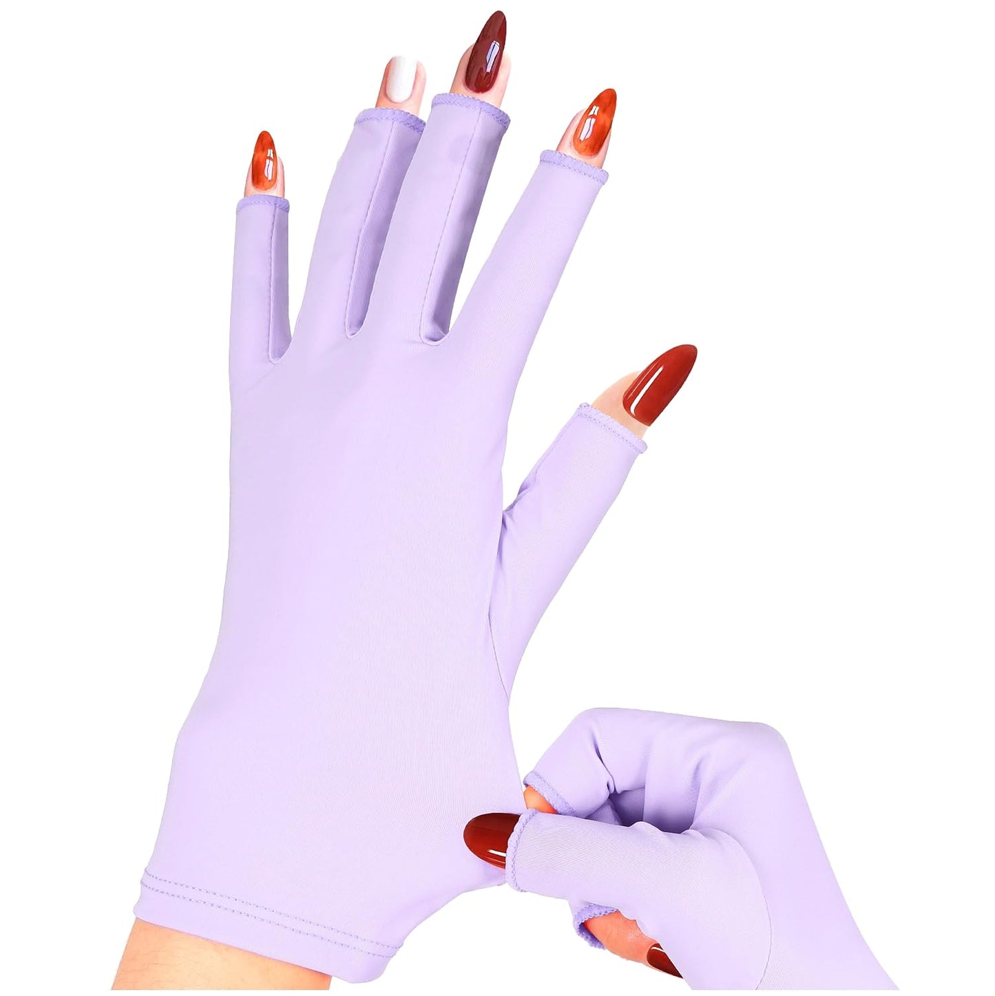 chemotex UV Nail Gloves, Professional UPF50+ Protection UV Gloves for Gel Manicures (Purple)