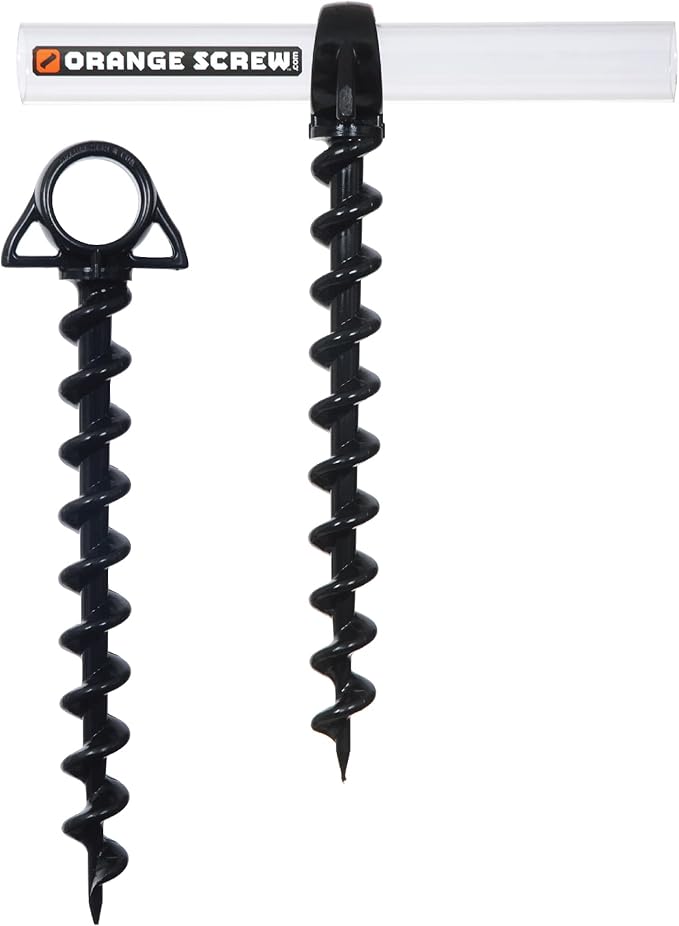 Ultimate Ground Anchors: Heavy Duty Screw-in Tent Stakes for High Wind, Sand, Canopies, and Camping - Made in USA, 100% Recycled, Included T-Grip Tool - (Large, 2 Pack)