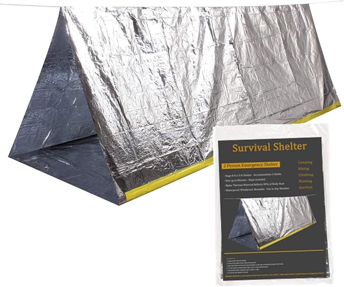 Emergency Tent, 2 Person Tube Tent Survival Shelter, Ultralight Survival Tent Emergency Shelter Use as Survival Gear Space Blanket for Camping, Hiking
