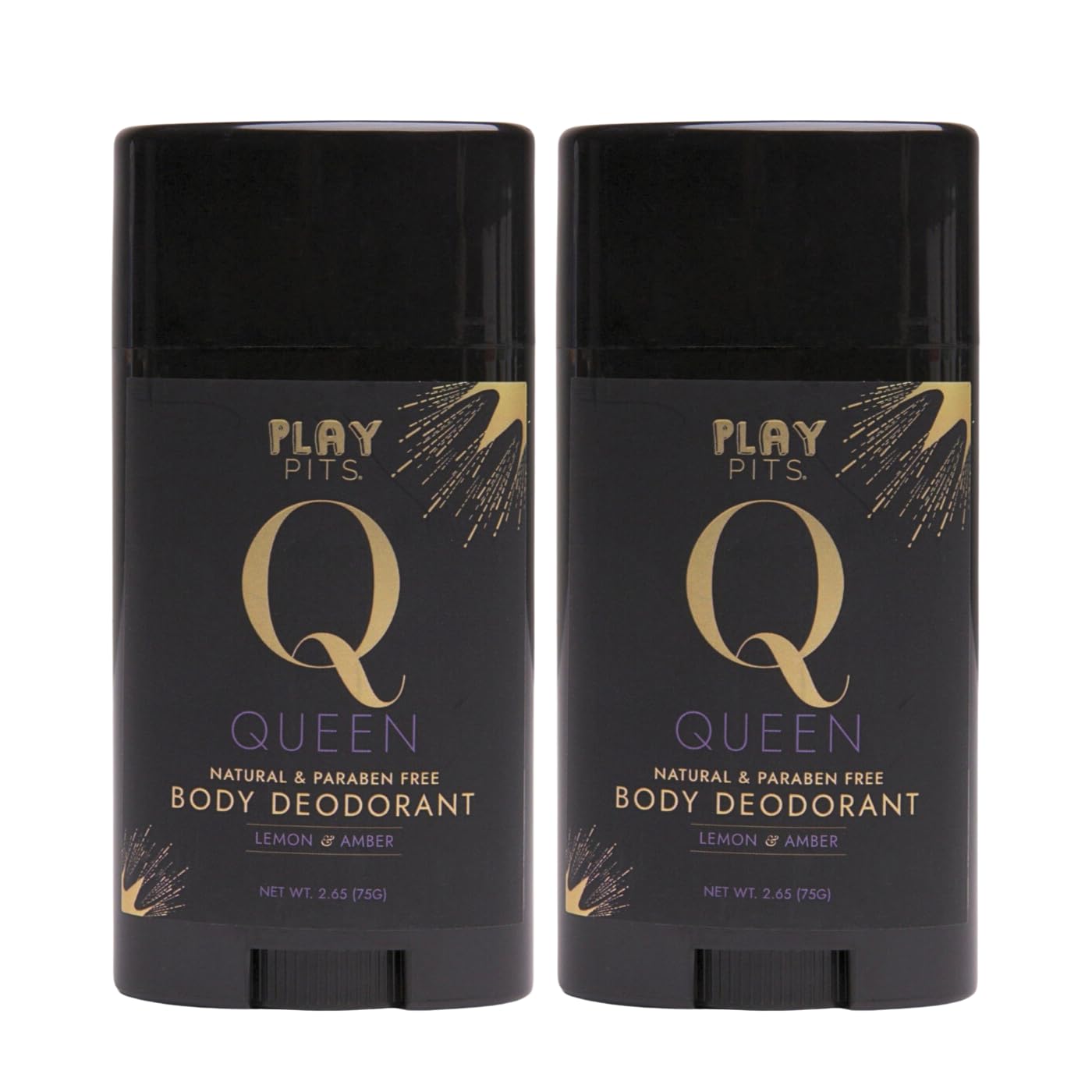 PLAY PITS - 2 Pack - Natural Deodorant - Safe for Men & Women w/Sensitive Skin - Clean, Non-Toxic, & Paraben Free – QUEEN Scent - Infused w/Essential Oils – 2.65 Oz.
