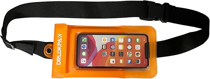 DRLOKPAK surfing waterproof Waist pouch Crossbody Chest Bag Fanny Pack Snorkeling Swimming Bag Beach Floating Dry Phone case holder (Orange)