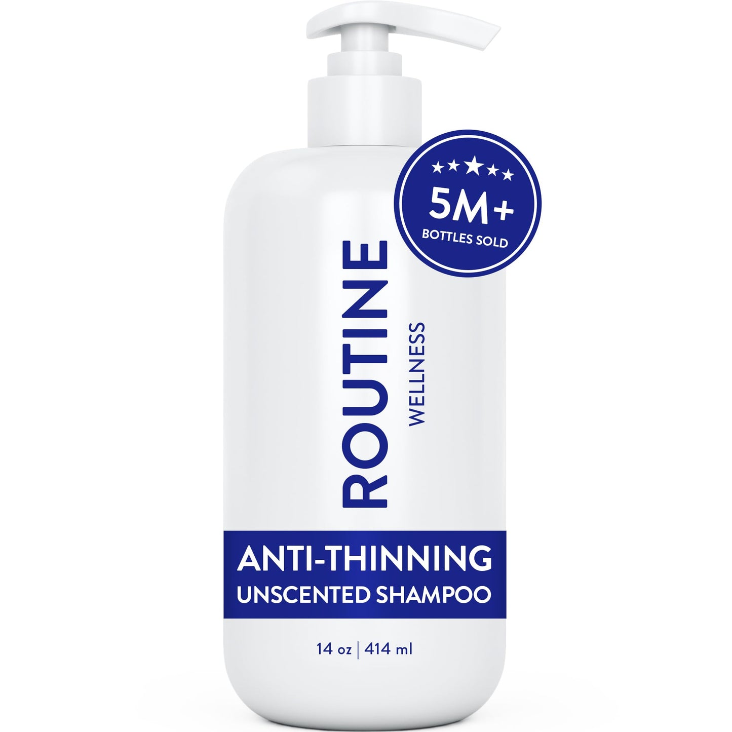 Routine Wellness Anti-Thinning Shampoo for Thinning Hair - Biotin DHT Blocker Women & Men - Color Safe Shampoo for Hair Loss & Healthy Growth - Unscented - 14oz