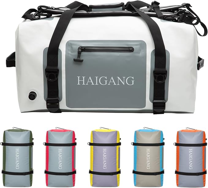 110L Waterproof Duffel Bag Heavy Duty Dry Bag Outdoors Large Storage Sack with Zipper Marine Duffle Motorcycle Luggage,Strap Adjustable for Kayaking,Boating,Camping,Beach Rafting Fishing White