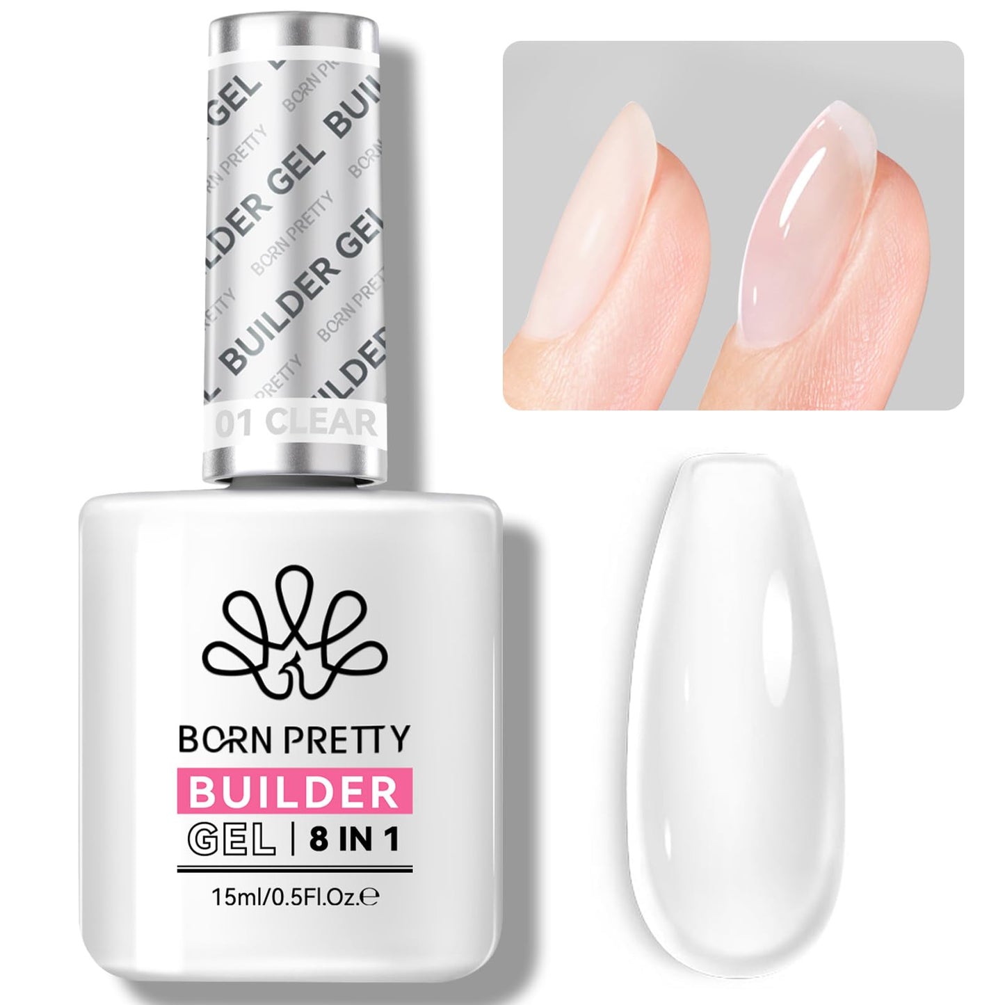 Born Pretty Builder Nail Gel,8-In-1 Clear Builder Gel For Nail Apex And Extension Strengthener,Nail Glue Gel Hard Gel Base Rhine