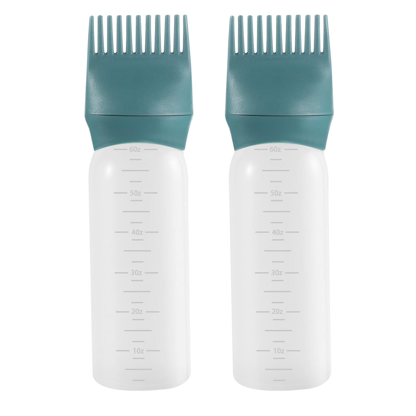 Pimoys Hair Oil Applicator Bottle 6 Ounce, 2 Pack Root Comb Applicator Bottle Hair Dye Bottle Oiling Applicator Brush with Graduated Scale, Dark Blue