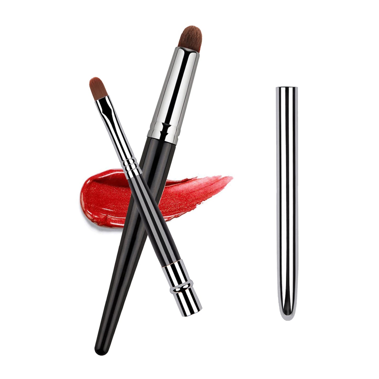 Bleggeit 2Pcs Lipstick Brush, Lip Brush For Lipstick, Portable Lip Brush With Lid, Lip Makeup Brush, Eyeshadow Brush, Concealer