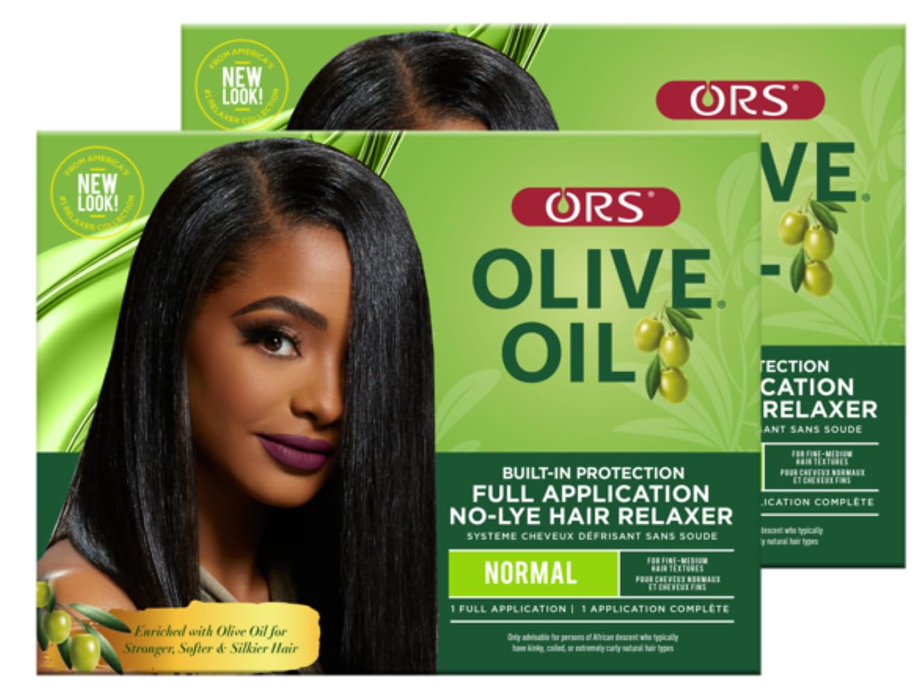ORS Olive Oil Built-In Protection Full Application No-Lye Hair Relaxer Normal Strength (Pack of 2)